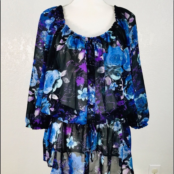 aqua Blue Tops - New Aqua Blue Blouse Womans Plus Sz 2X Blue Floral